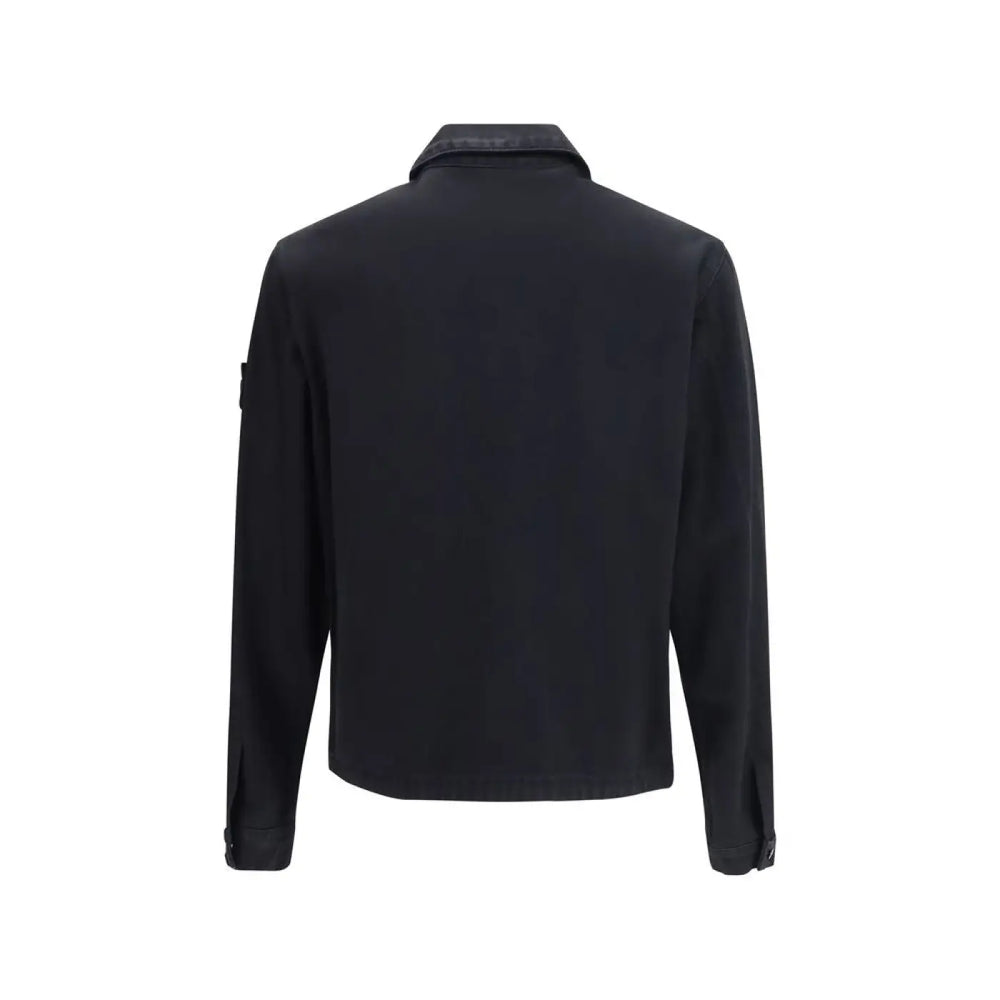 Stone Island Black Cotton Biker Jacket