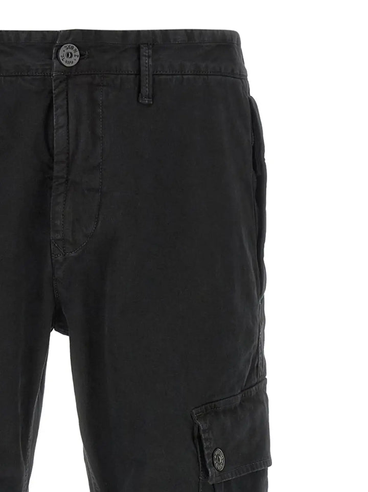Stone Island Black Cotton Cargo Pants