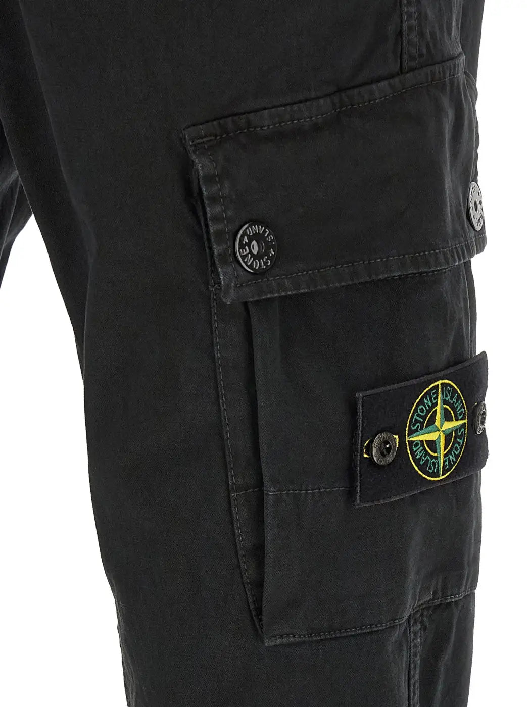 Stone Island Black Cotton Cargo Pants