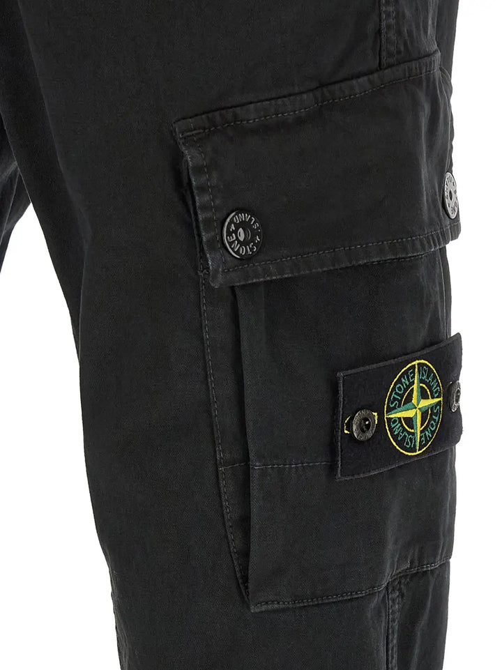 Stone Island Black Cotton Cargo Pants