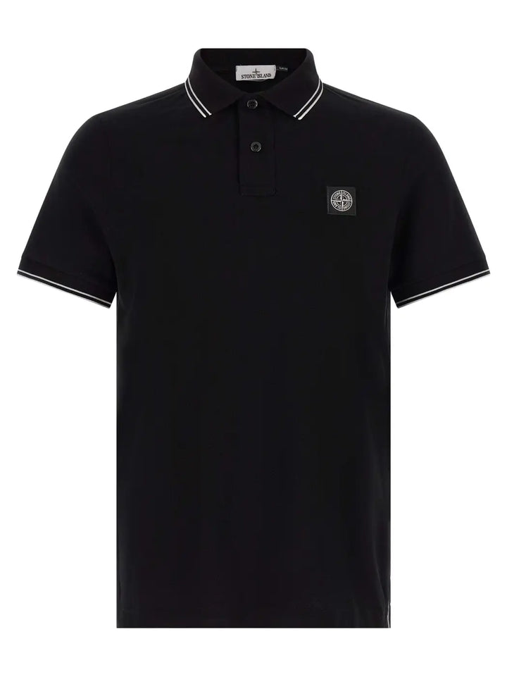 Stone Island Black Cotton Polo Shirt