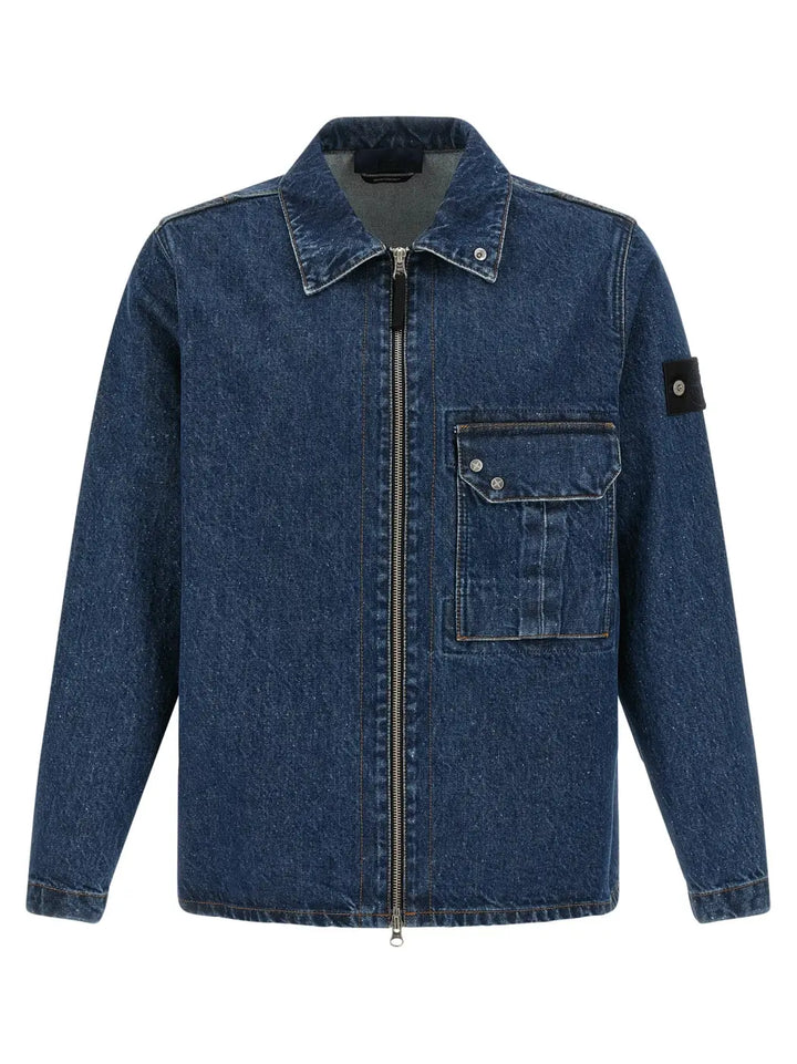 Stone Island Blue Cotton Blouse