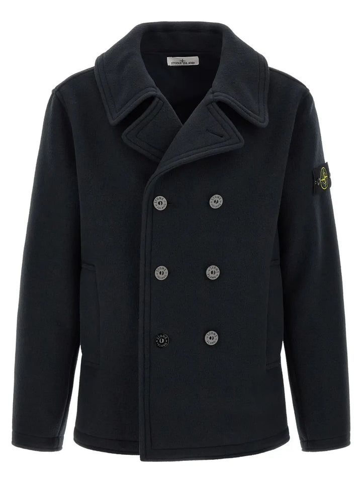 Stone Island Blue Cotton Coat