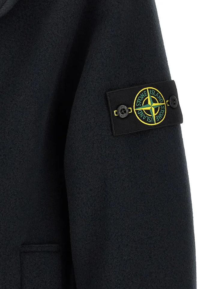 Stone Island Blue Cotton Coat