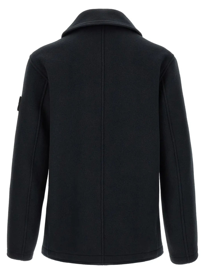 Stone Island Blue Cotton Coat