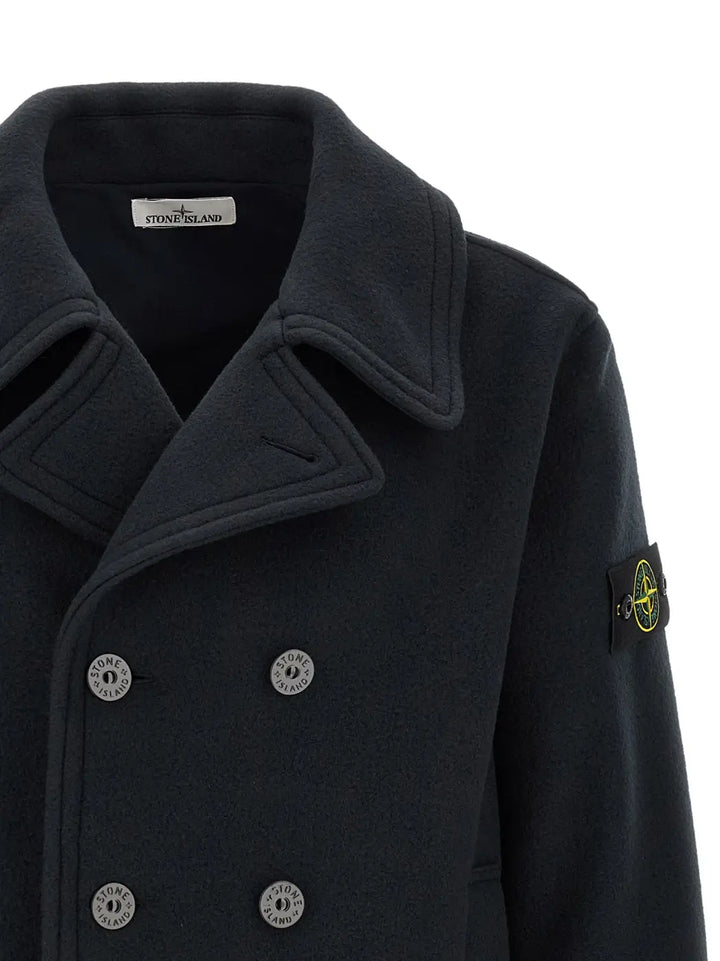 Stone Island Blue Cotton Coat