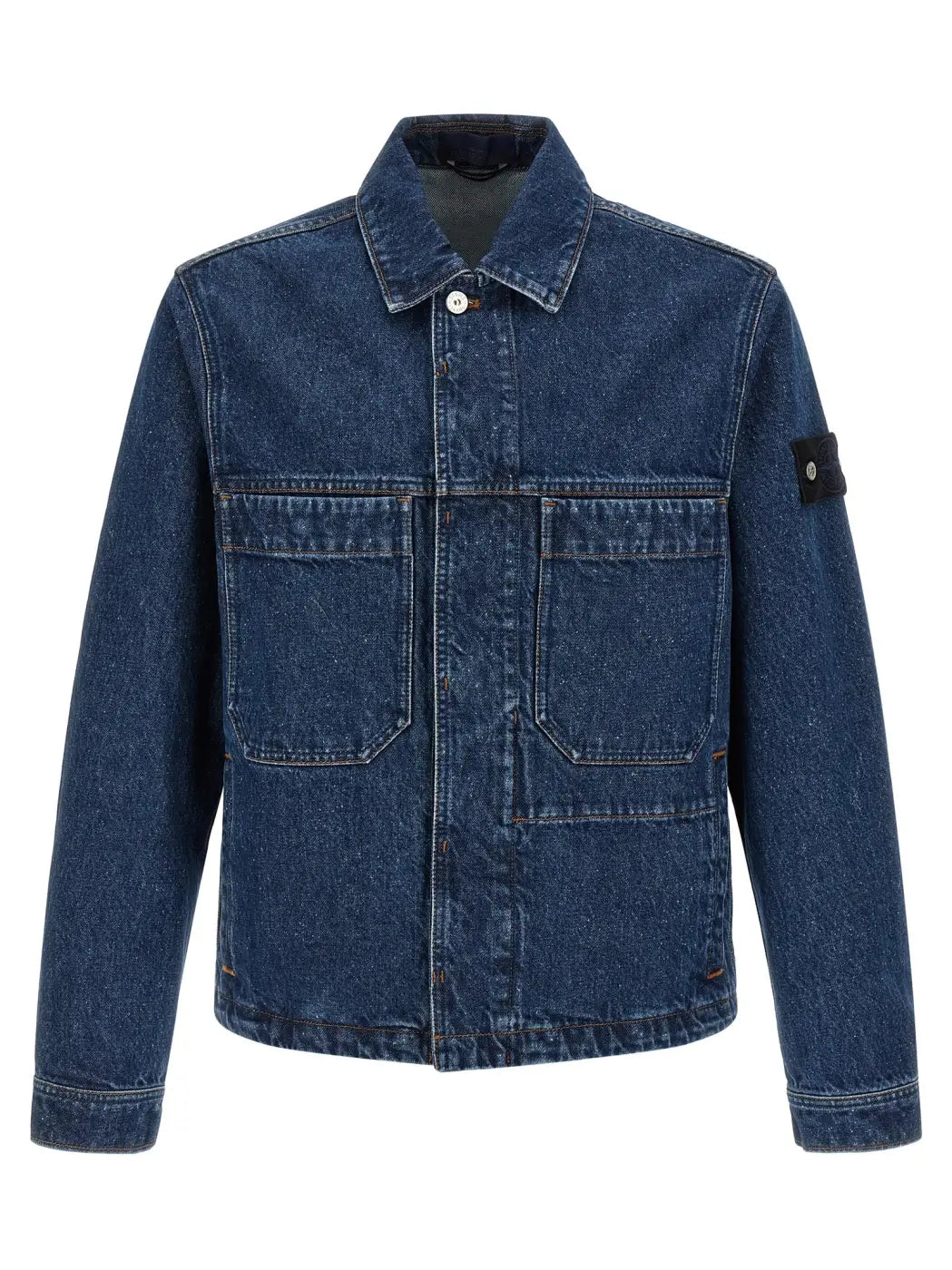 Stone Island Blue Cotton Denim Jacket