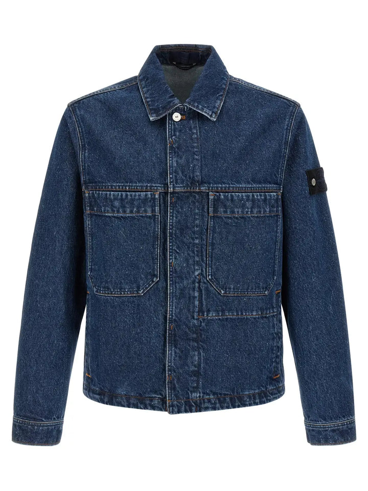 Stone Island Blue Cotton Denim Jacket