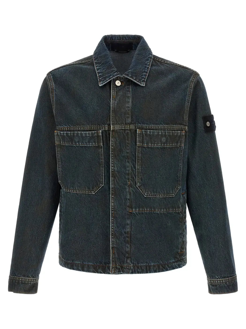 Stone Island Blue Cotton Denim Jacket