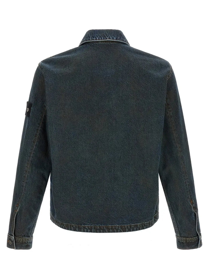 Stone Island Blue Cotton Denim Jacket