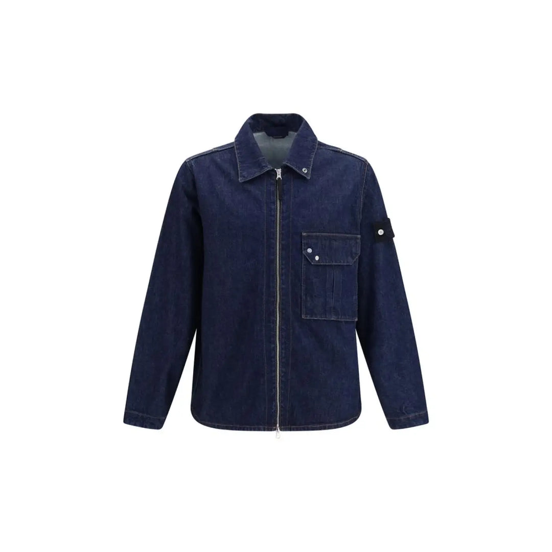 Stone Island Blue Cotton Denim Jacket