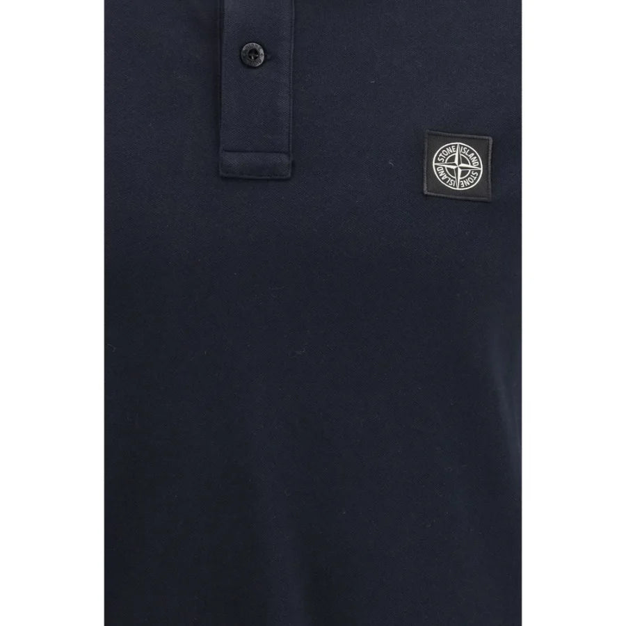 Stone Island Blue Cotton Polo Shirt