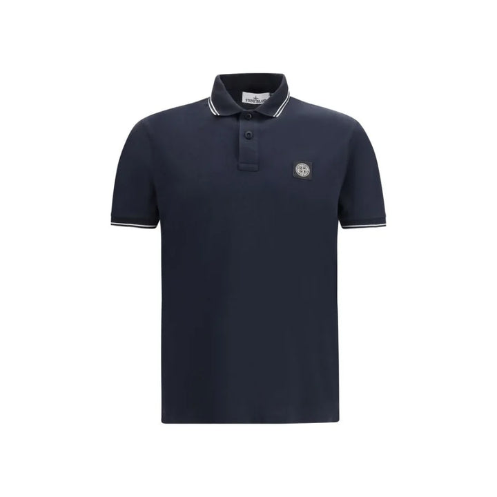Stone Island Blue Cotton Polo Shirt
