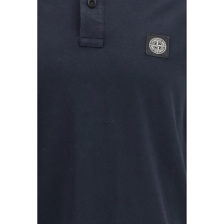 Stone Island Blue Cotton Polo Shirt