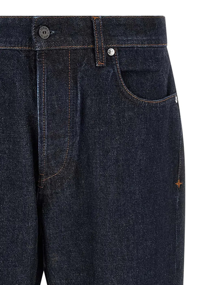 Stone Island Blue Cotton Straight-leg Jeans