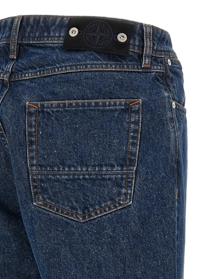 Stone Island Blue Cotton Straight-leg Jeans