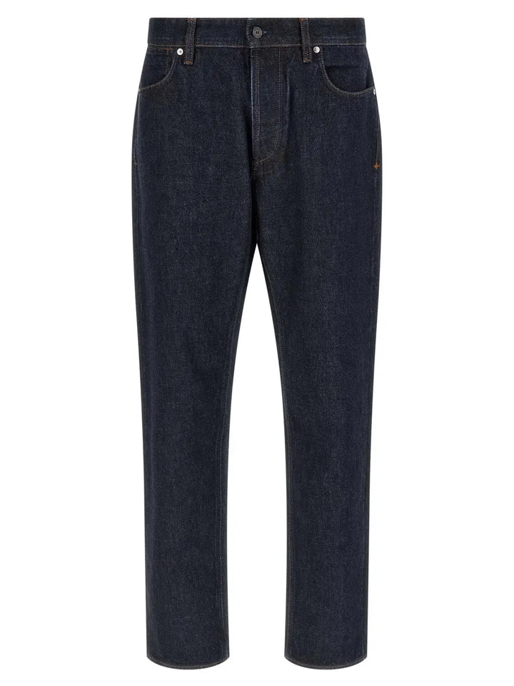 Stone Island Blue Cotton Straight-leg Jeans