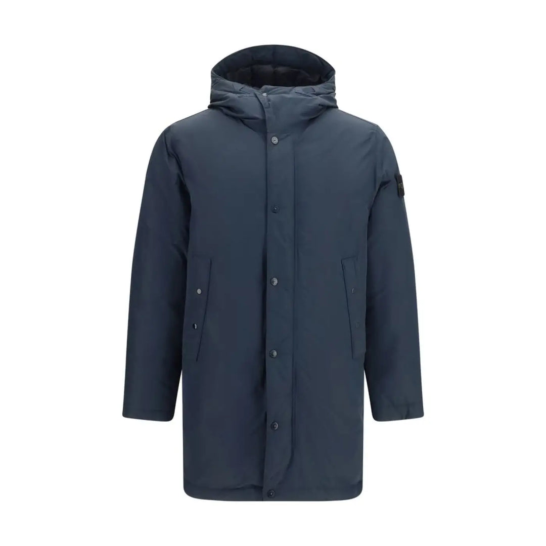 Stone Island Blue Polyester Coat