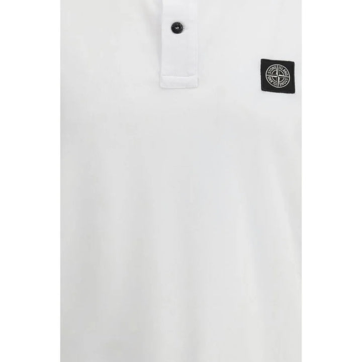 Stone Island White Cotton Polo Shirt