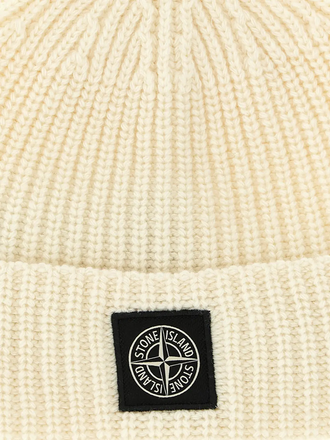 Stone Island White Virgin Wool Beanie