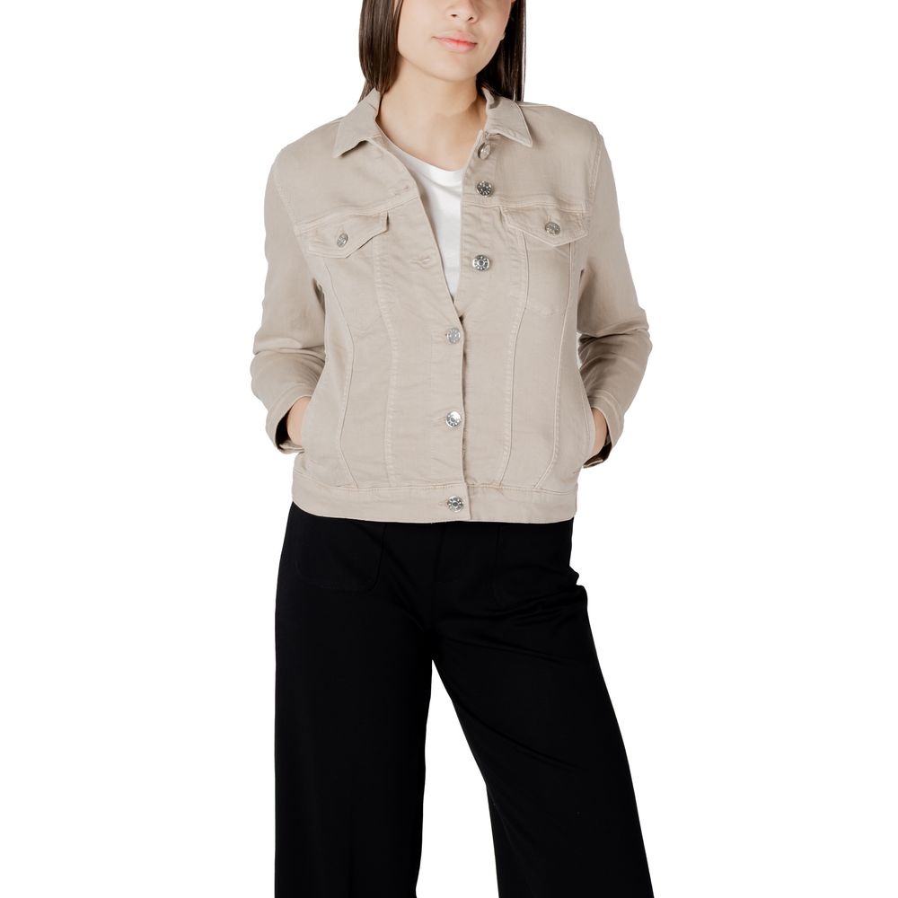 Street One Trucker Jackets - Beige Cotton Denim Jacket