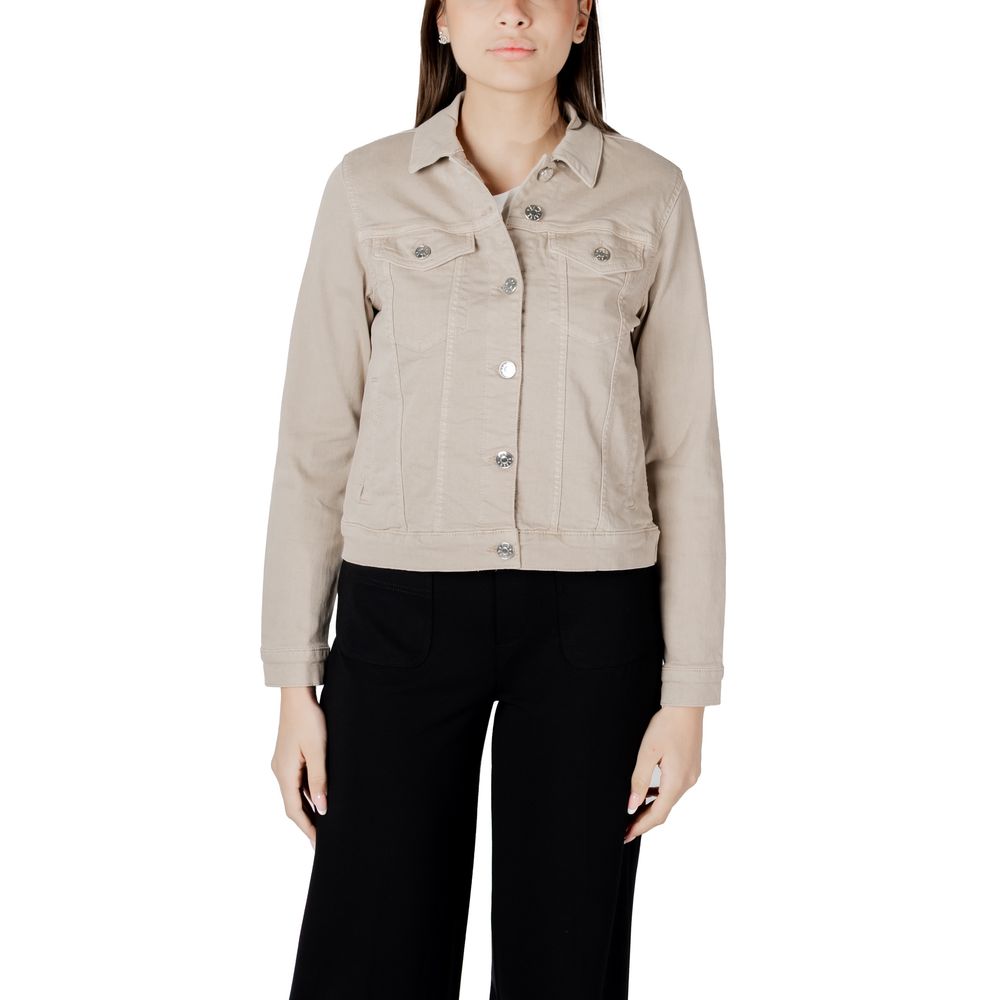 Street One Trucker Jackets - Beige Cotton Denim Jacket