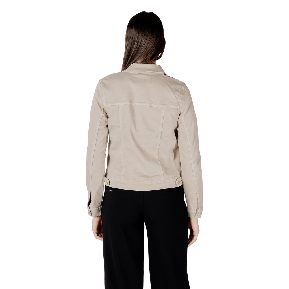 Street One Trucker Jackets - Beige Cotton Denim Jacket