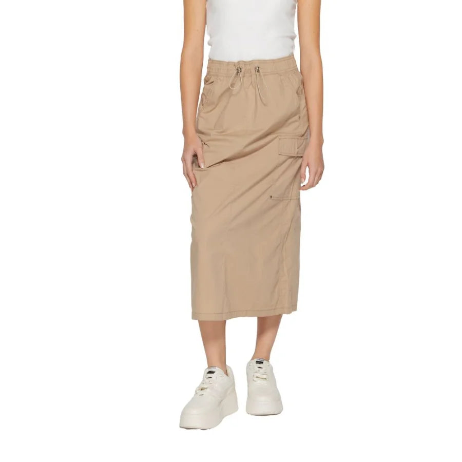 Street One Beige Cotton Midi Skirt