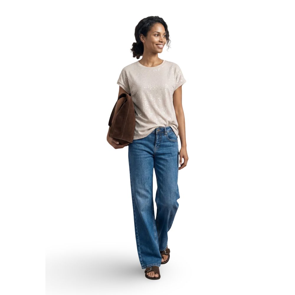 Street One - Beige Polyester T-Shirt