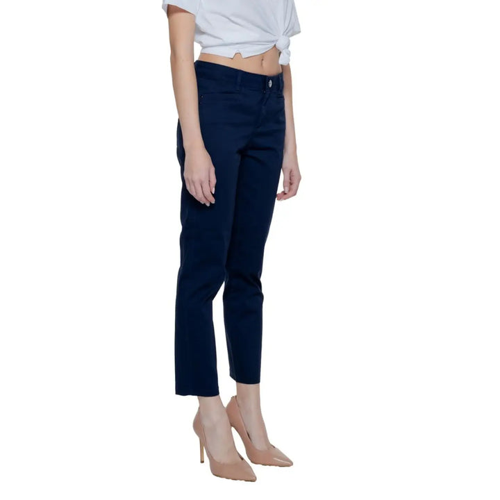 Street One Blue Cotton Casual Pants