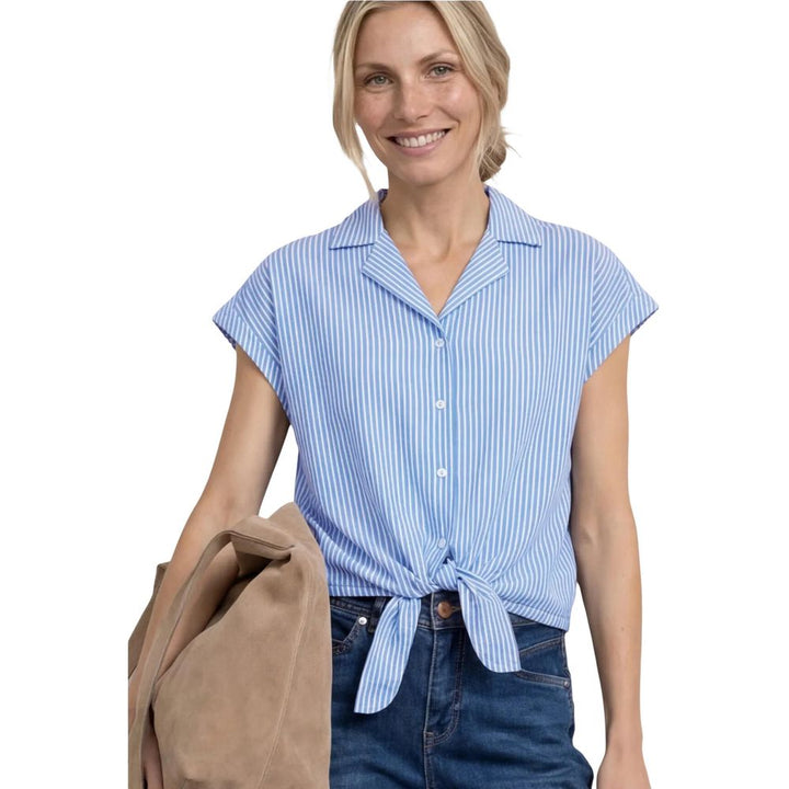 Street One Blouses - Blue Cotton Shortsleeve Shirt