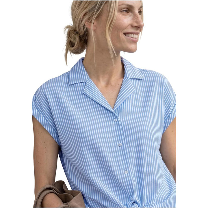 Street One Blouses - Blue Cotton Shortsleeve Shirt