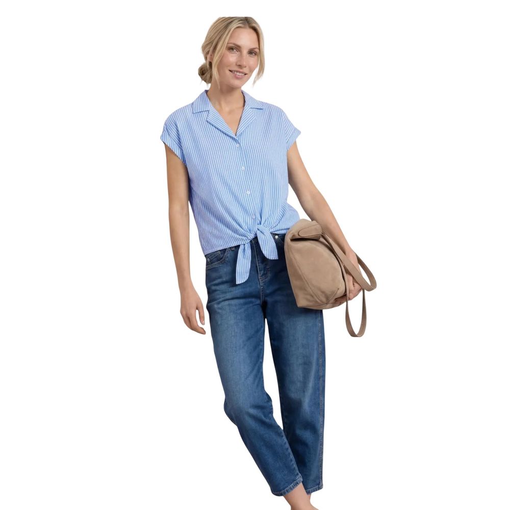 Street One Blouses - Blue Cotton Shortsleeve Shirt