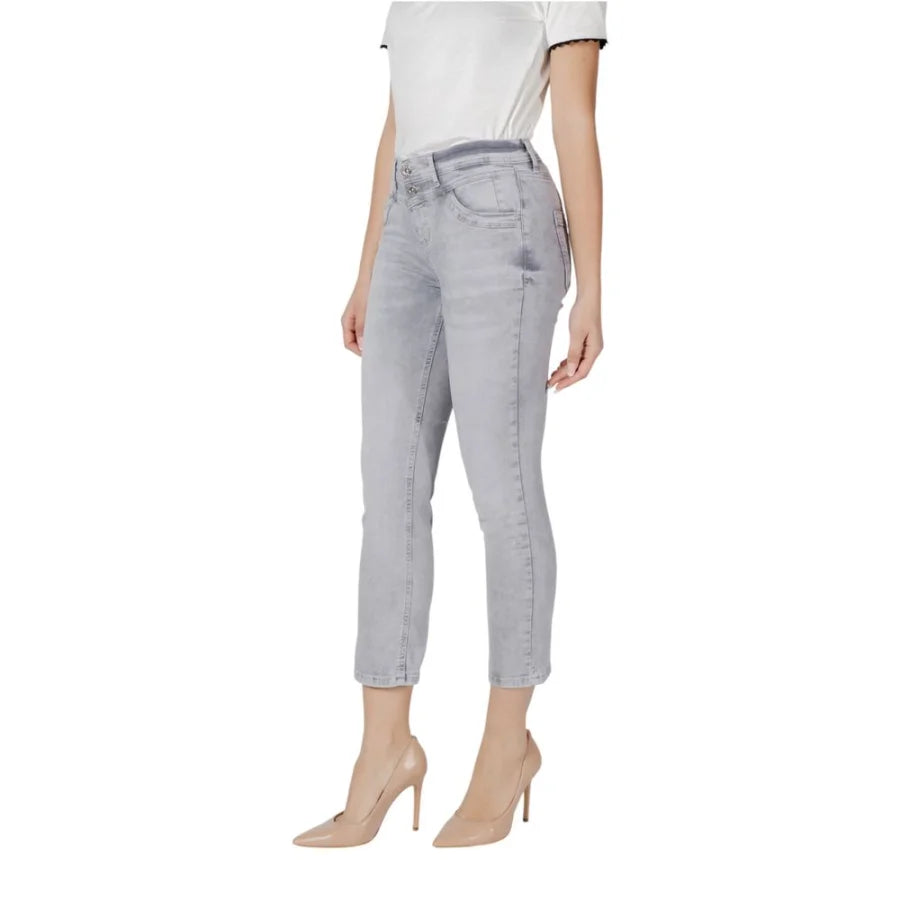 Street One Gray Cotton Skinny Jeans
