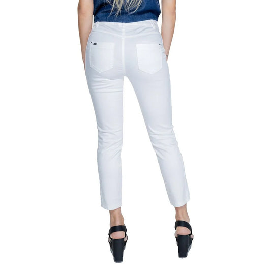 Street One Women’s Cigarette Trousers in Stretchy White Cotton