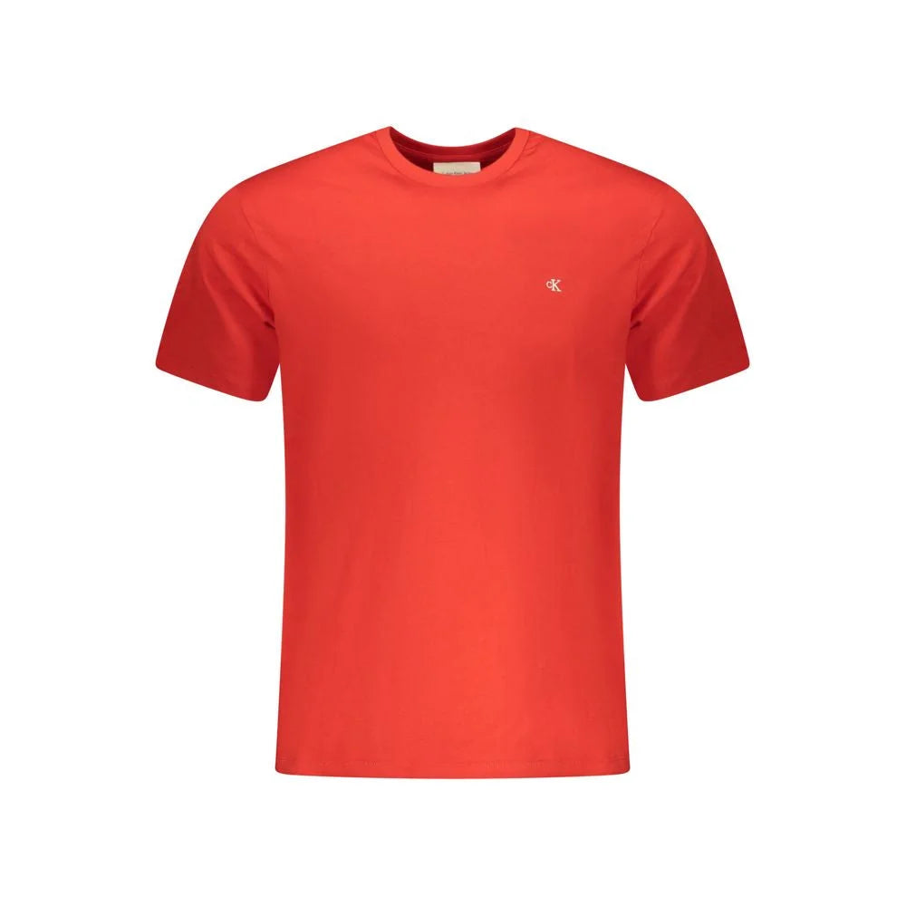 Striking Calvin Klein Crew Neck T-Shirt in Red with Iconic CK Logo