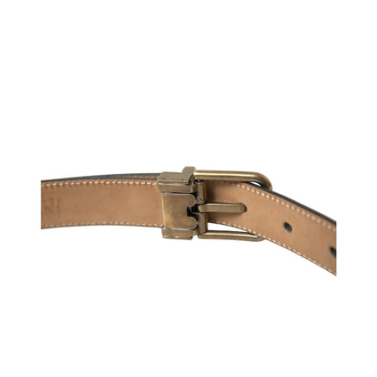 Striking Dolce Gabbana Calf Leather Dress Belt Luxury Metal Buckle &