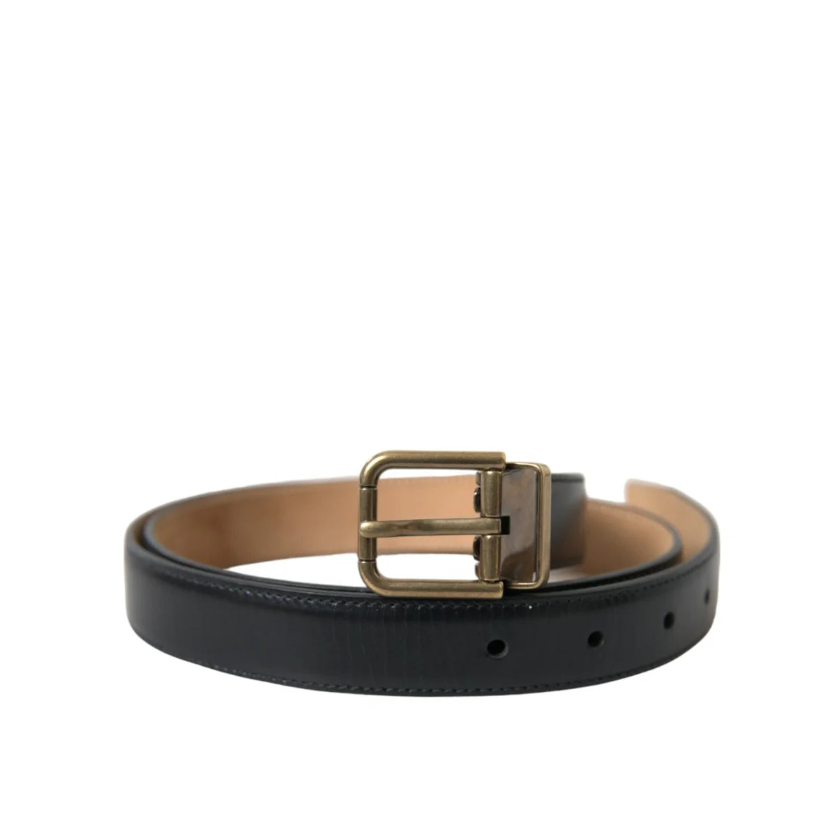 Striking Dolce Gabbana Calf Leather Dress Belt Luxury Metal Buckle &
