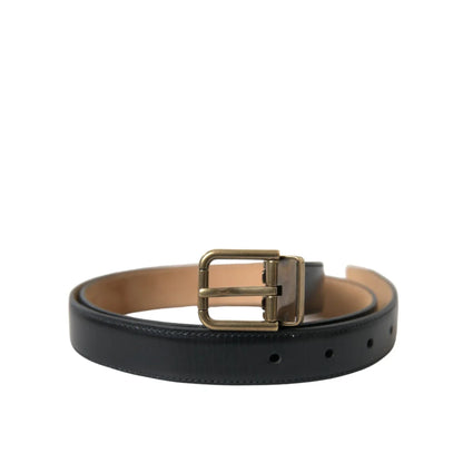 Striking Dolce Gabbana Calf Leather Dress Belt Luxury Metal Buckle &