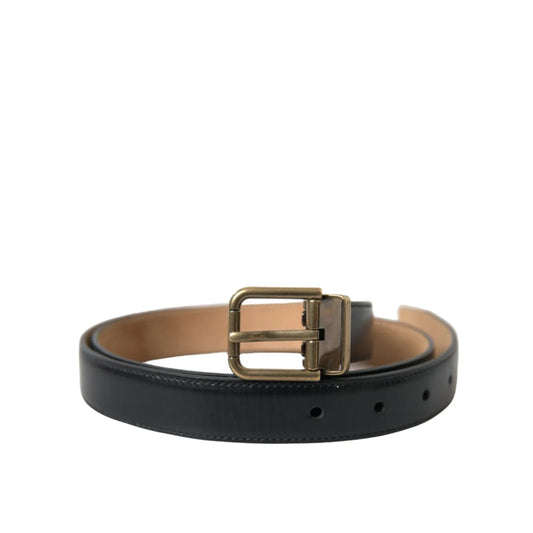 Striking Dolce Gabbana Calf Leather Dress Belt Luxury Metal Buckle &