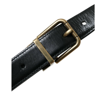 Striking Dolce Gabbana Calf Leather Dress Belt Luxury Metal Buckle &
