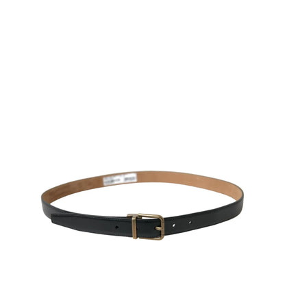 Striking Dolce Gabbana Calf Leather Dress Belt Luxury Metal Buckle &