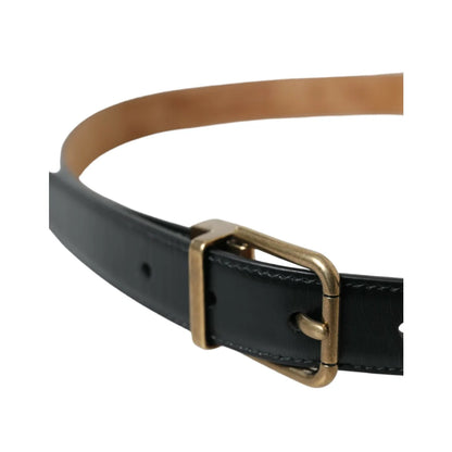 Striking Dolce Gabbana Calf Leather Dress Belt Luxury Metal Buckle &