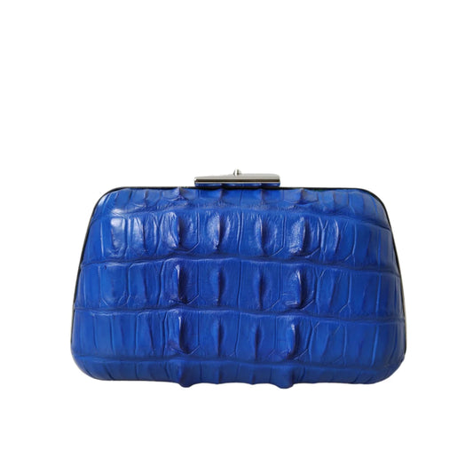 Stunning Balenciaga Electric Blue Crocodile Skin Leather Clutch