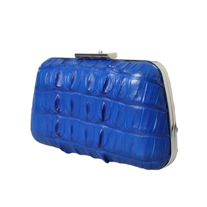 Stunning Balenciaga Electric Blue Crocodile Skin Leather Clutch