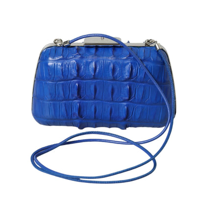 Stunning Balenciaga Electric Blue Crocodile Skin Leather Clutch