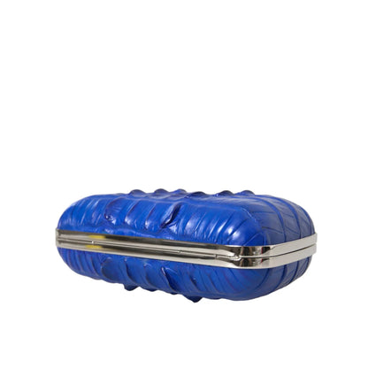 Stunning Balenciaga Electric Blue Crocodile Skin Leather Clutch