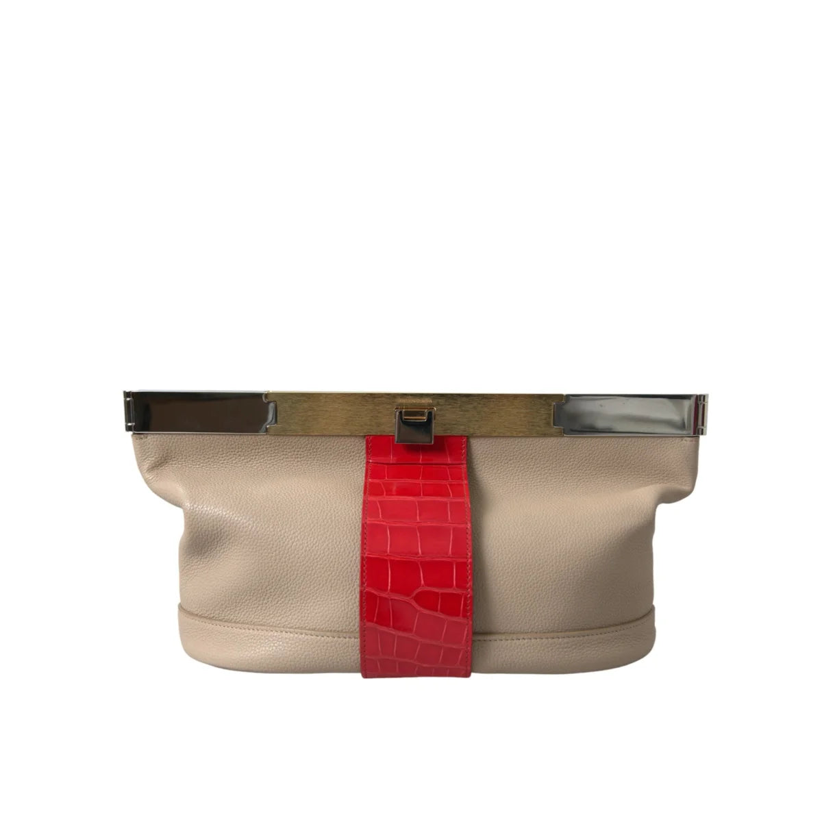 Stunning Balenciaga Two Tone Alligator and Calf Leather Pouch Clutch