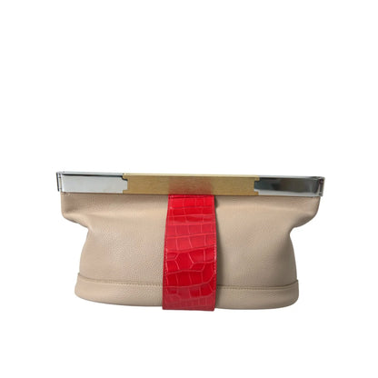 Stunning Balenciaga Two Tone Alligator and Calf Leather Pouch Clutch