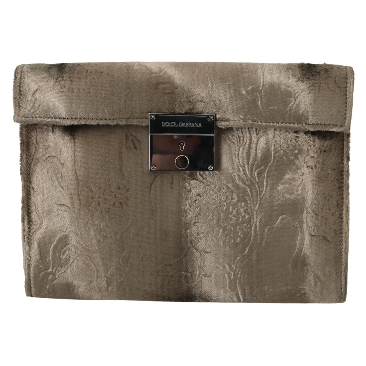 Stunning Beige Velvet Crocodile Print Dolce & Gabbana Bag